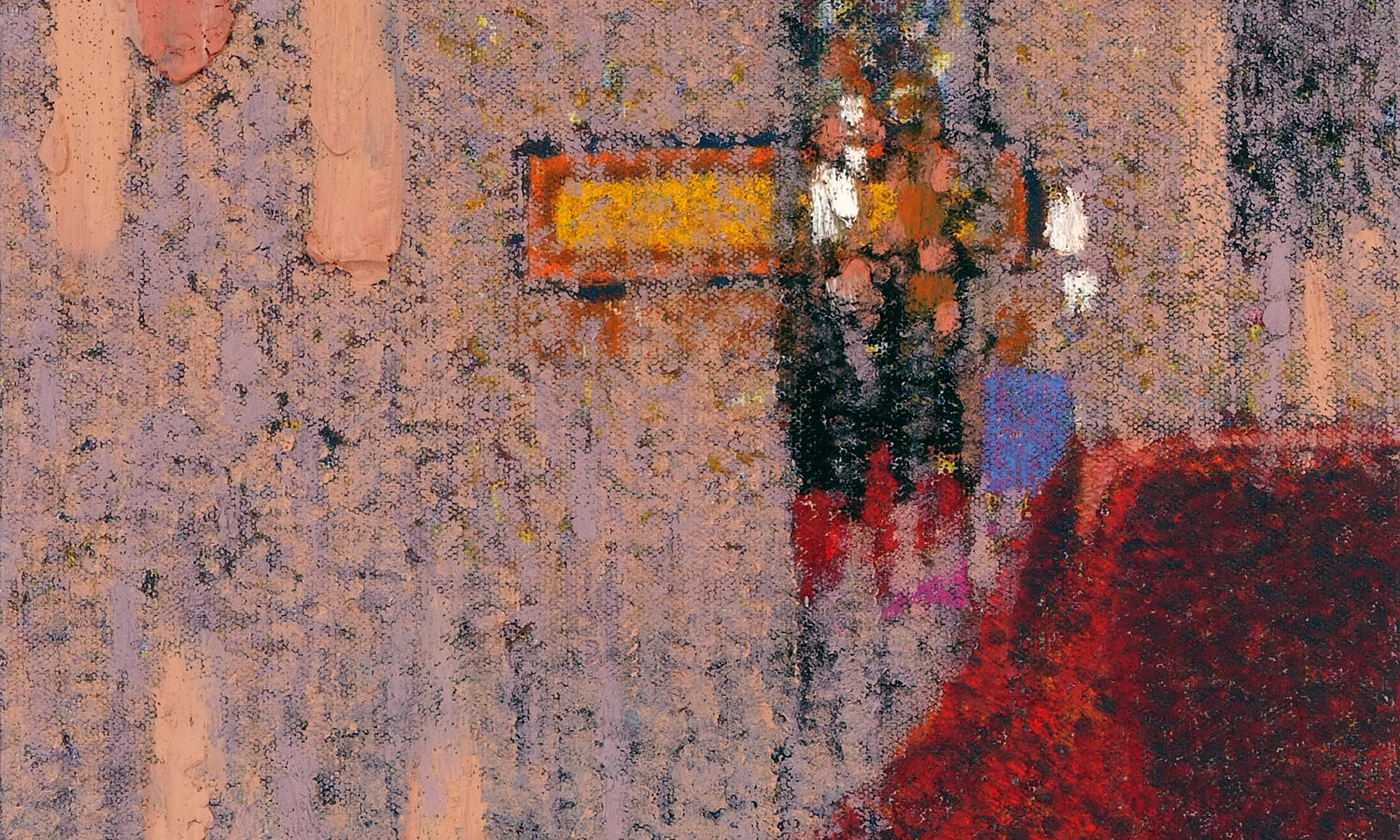 Interno da Vermeer (Signora alla spinetta e gentiluomo), 2013, pastello a olio su tela, cm 40x35 Interno da Vermeer (Signora alla spinetta e gentiluomo), 2013, pastello a olio su tela, cm 40x35